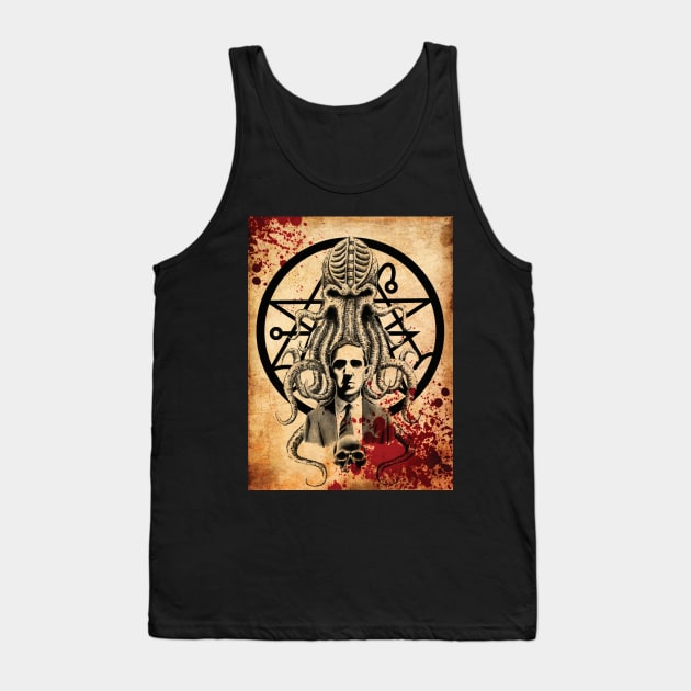 HP Lovecraft Necronomicon Design Tank Top by Groom Lake Studios